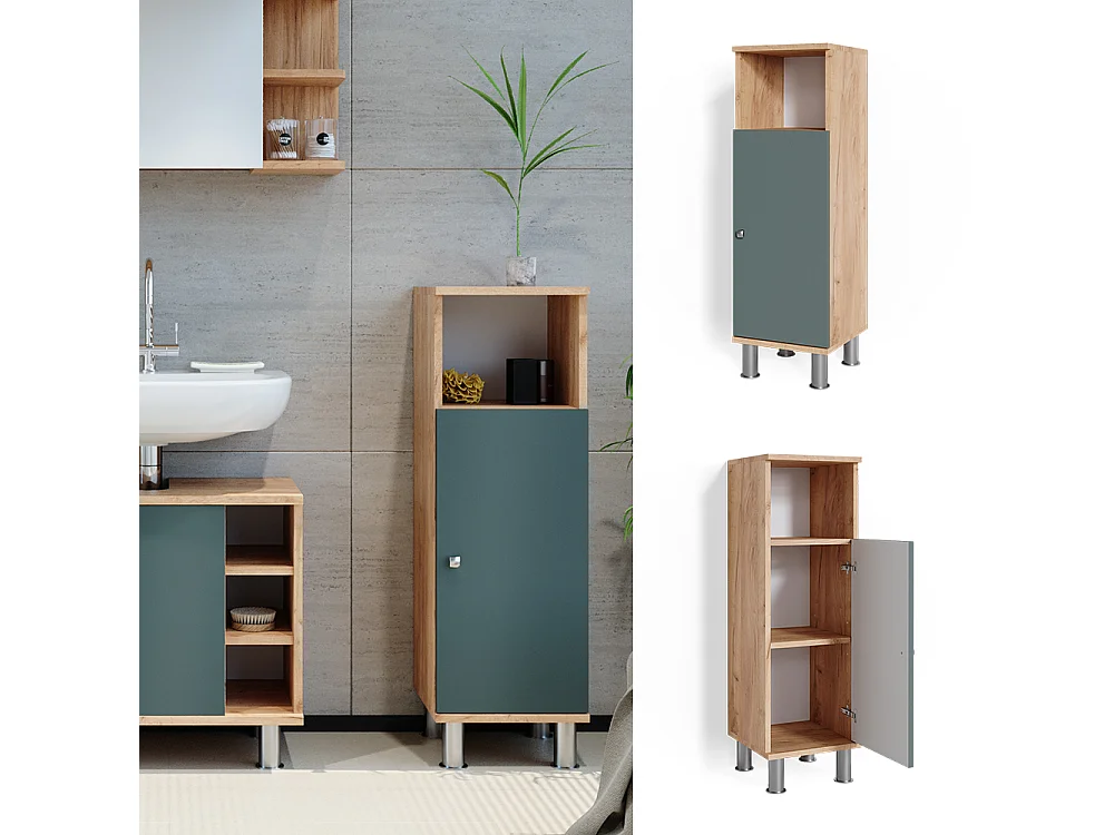 Meuble salle de bain vert 30x30x95 fynn