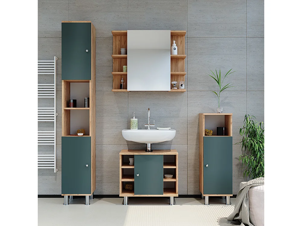 Meuble salle de bain vert 30x30x95 fynn