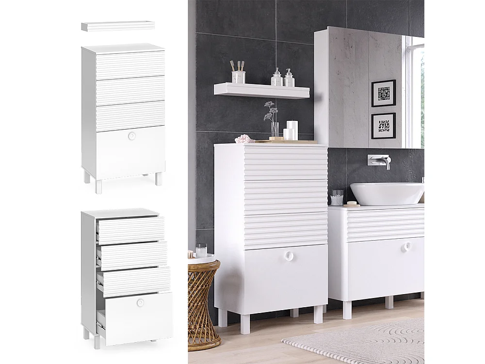 Meuble salle de bain blanc 60.2x37.2x113 sola