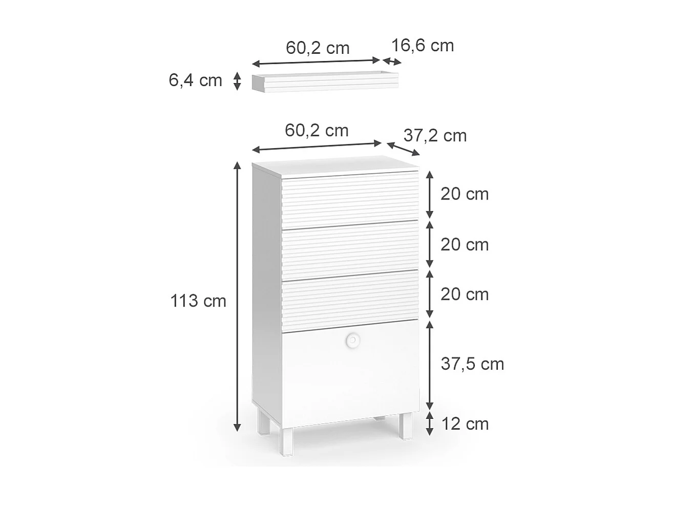 Meuble salle de bain blanc 60.2x37.2x113 sola