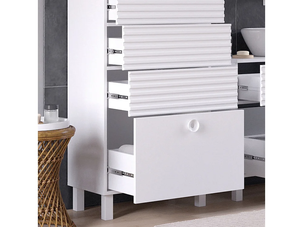 Meuble salle de bain blanc 60.2x37.2x113 sola