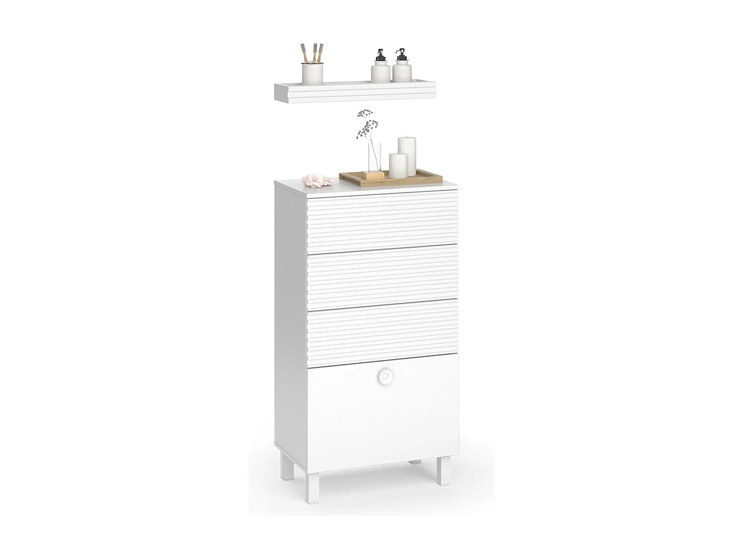 Meuble salle de bain blanc 60.2x37.2x113 sola