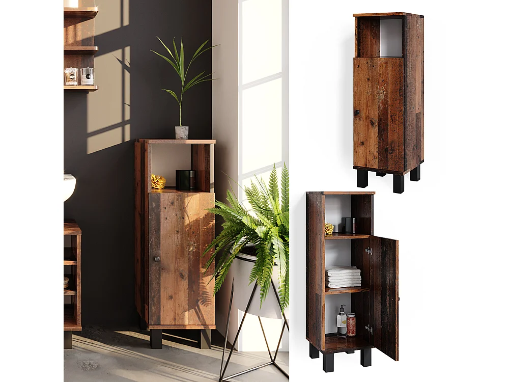 Meuble salle de bain chêne rustique 30x30x95 fynn