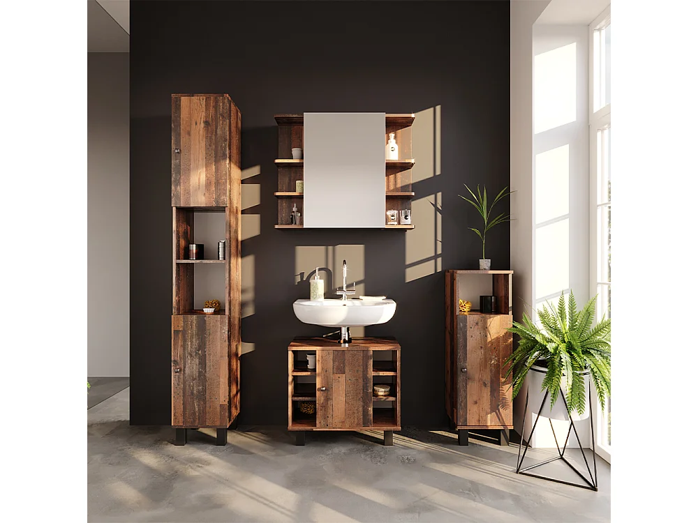 Meuble salle de bain chêne rustique 30x30x95 fynn