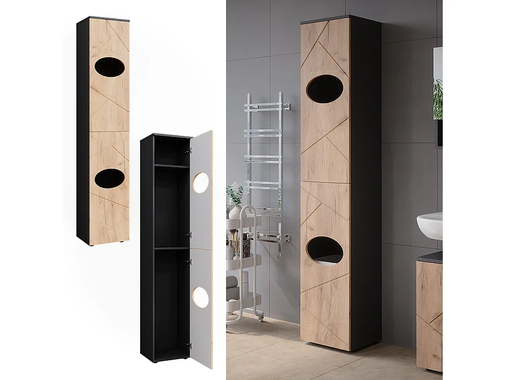 Wäscheschrank anthrazit/goldkraft eiche 37.2x32x192 irma