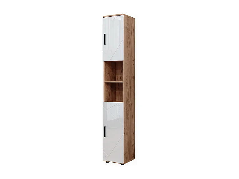 Badkamerkast wit hoogglans/goud power eiken 30x30x192 irma