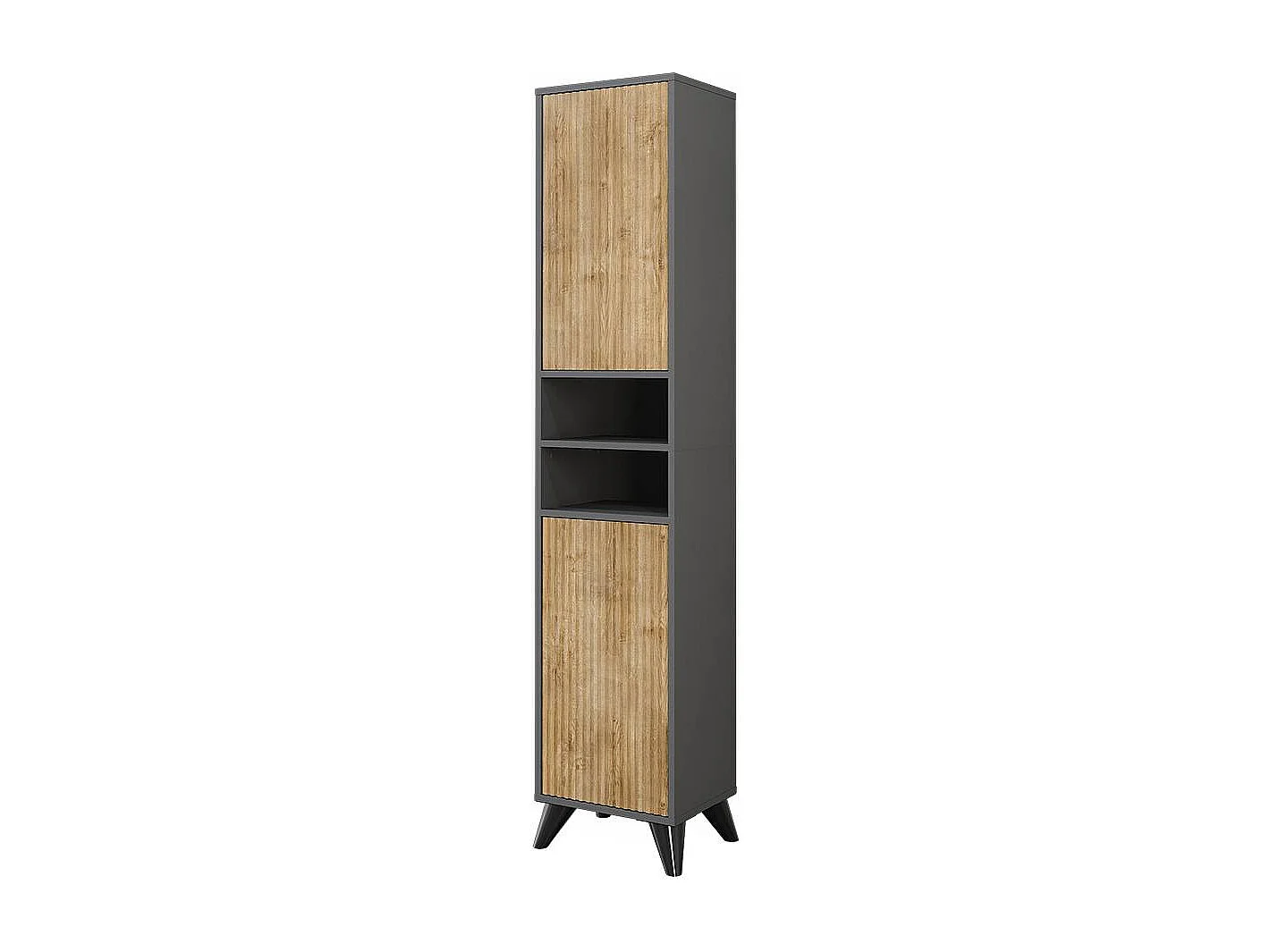 Armoire de salle de bain anthracite/chêne de montagne 38x30x180 leano