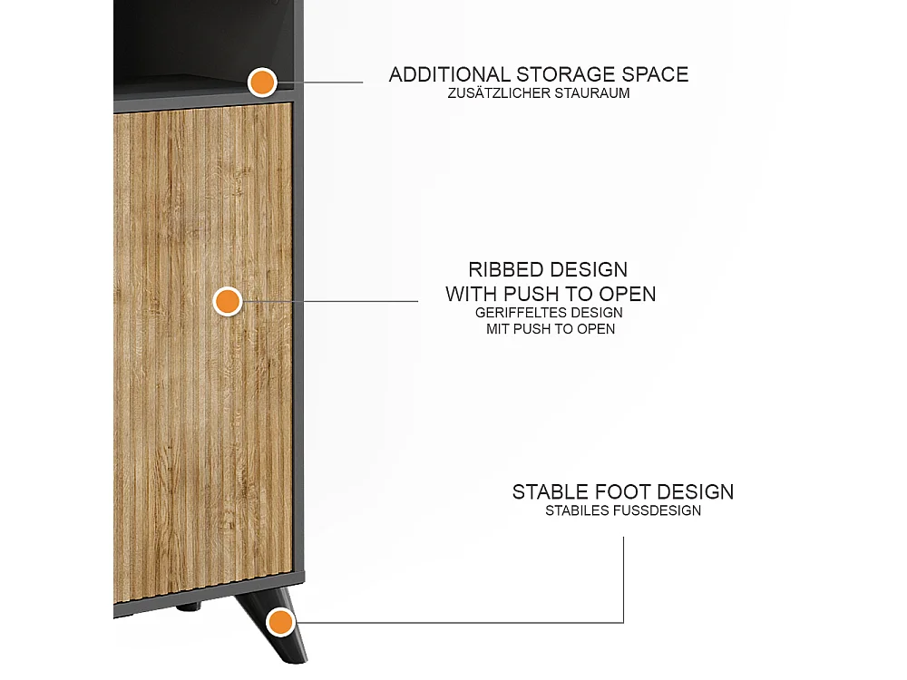 Armoire de salle de bain anthracite/chêne de montagne 38x30x180 leano