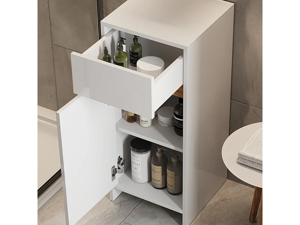 Midischrank weiß hochglanz/goldkraft eiche 35x35x82 detmold