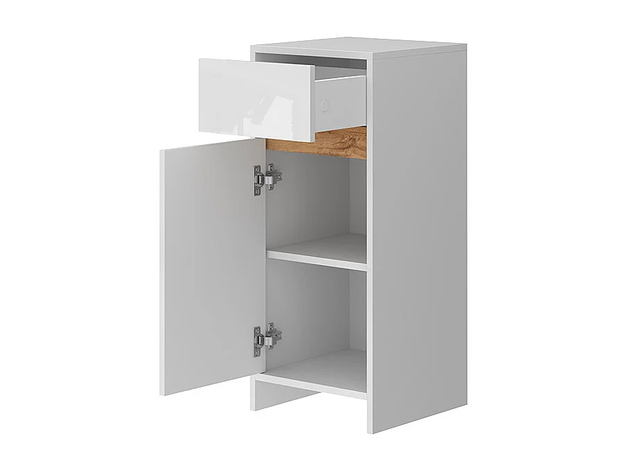 Armoire Midischrank blanc brillant/chêne doré 35x35x82 detmold