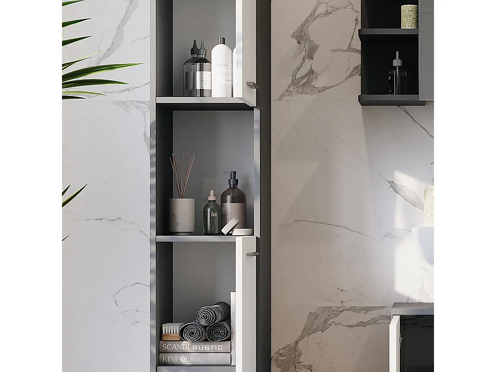 Armoire haute anthracite/blanc 30.2x30x190 ilias