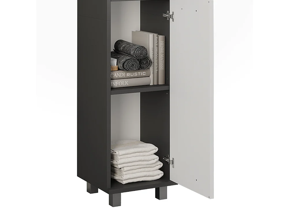 Armoire haute anthracite/blanc 30.2x30x190 ilias