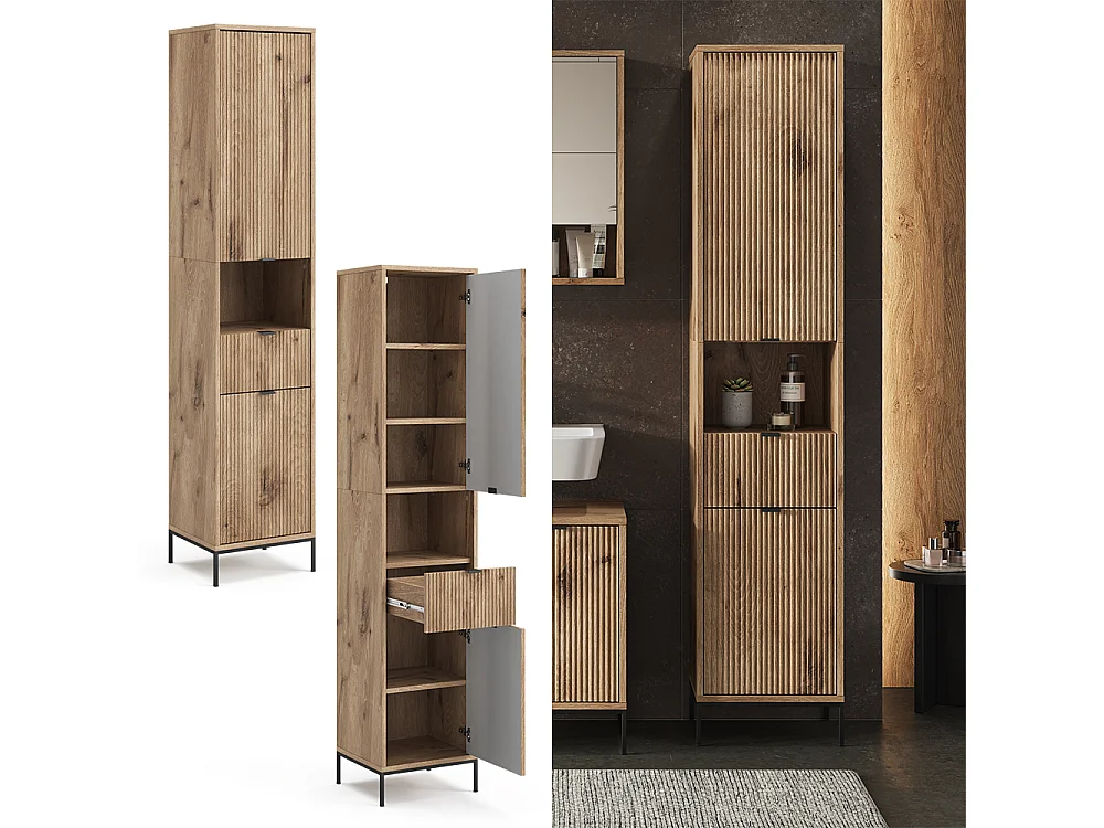 Armoire de salle de bain chêne viking 40x35x190 eliza