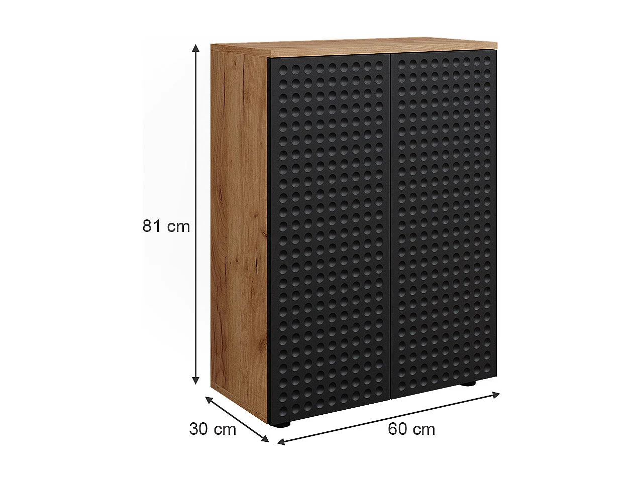 Armoire midisch anthracite à pois 60x30x81 irma