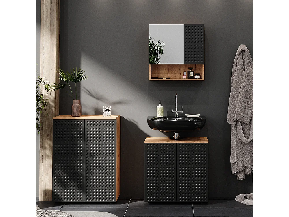 Armoire midisch anthracite à pois 60x30x81 irma