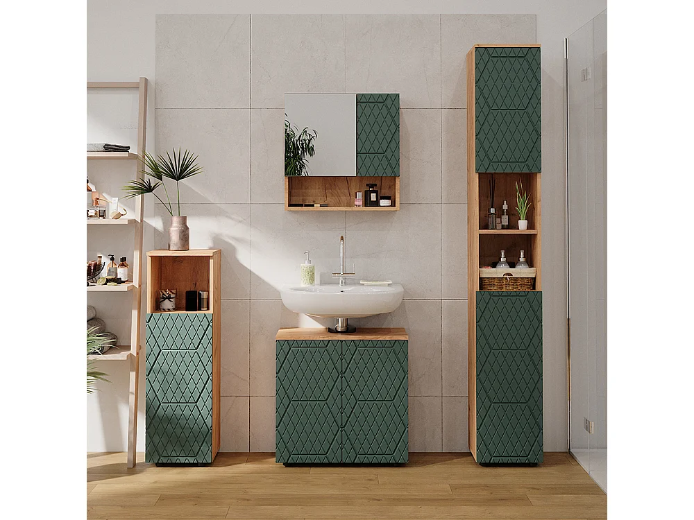 Badschrank  grün/goldkraft eiche 30x30x192 irma