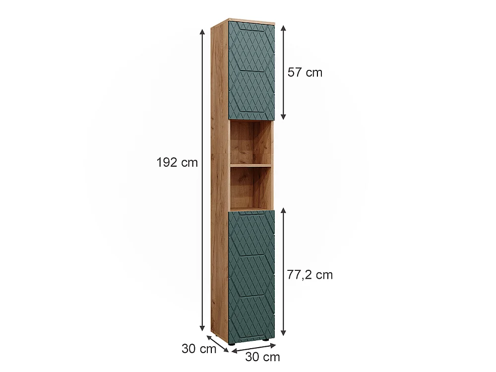 Badschrank  grün/goldkraft eiche 30x30x192 irma