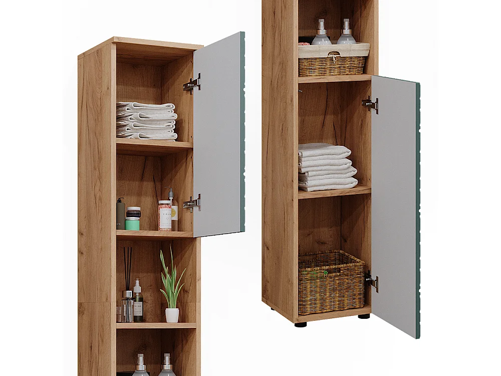 Badschrank  grün/goldkraft eiche 30x30x192 irma