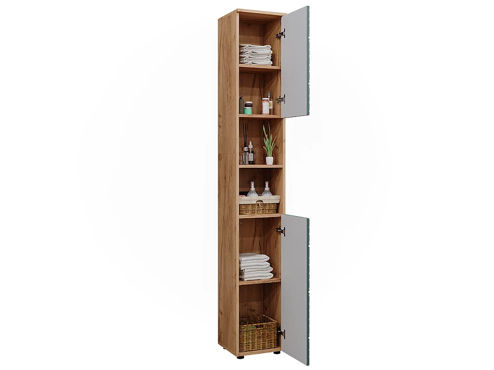 Badschrank  grün/goldkraft eiche 30x30x192 irma