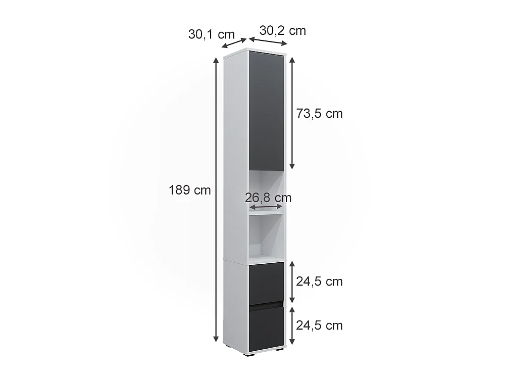 Wäscheschrank weiß 30.2x30.1x189 maltin