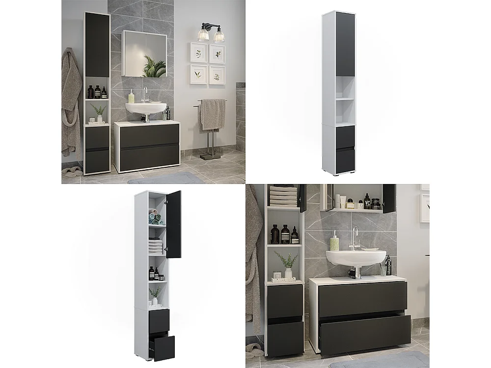 Wäscheschrank weiß 30.2x30.1x189 maltin