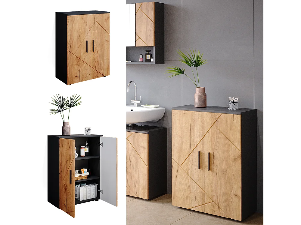 Szafka Midi antracyt/złoty dąb 60x30x81 irma