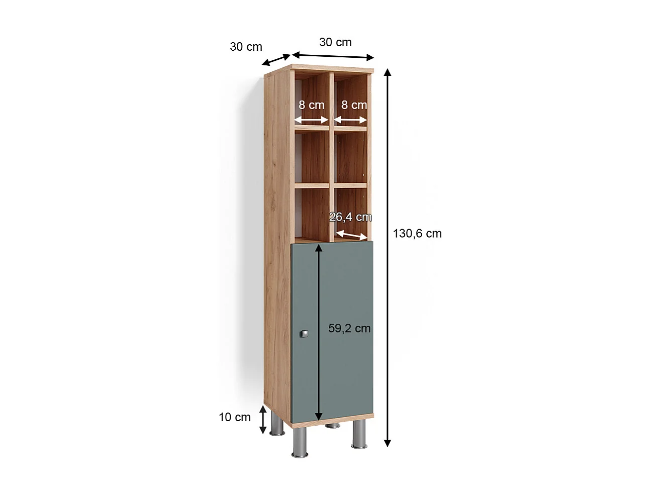 Meuble salle de bain vert 30x30x130.6 fynn