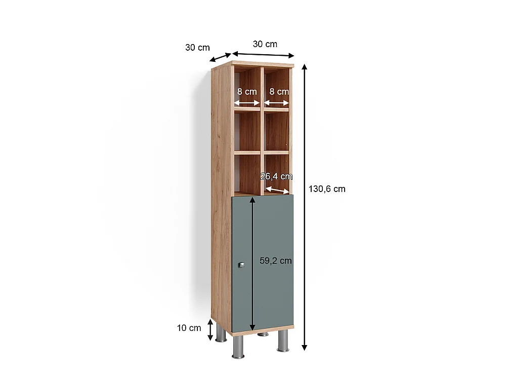 Midischrank grün 30x30x130.6 fynn
