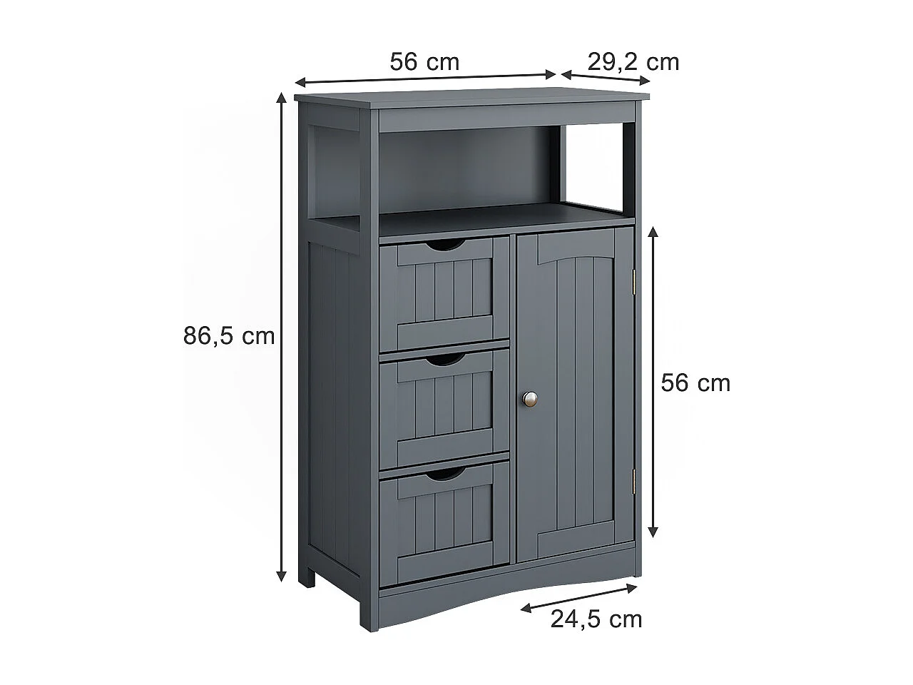 Mobiletto midi grigio 56x29.2x86.5 bianco