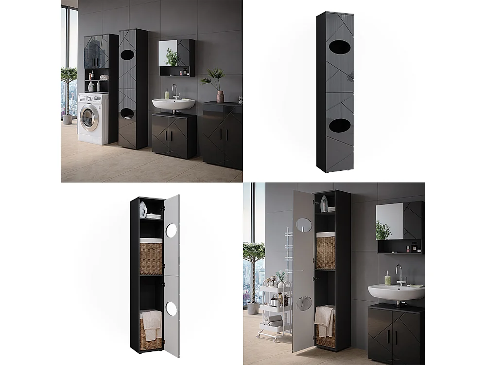 Wäscheschrank anthrazit 37.2x32x192 irma