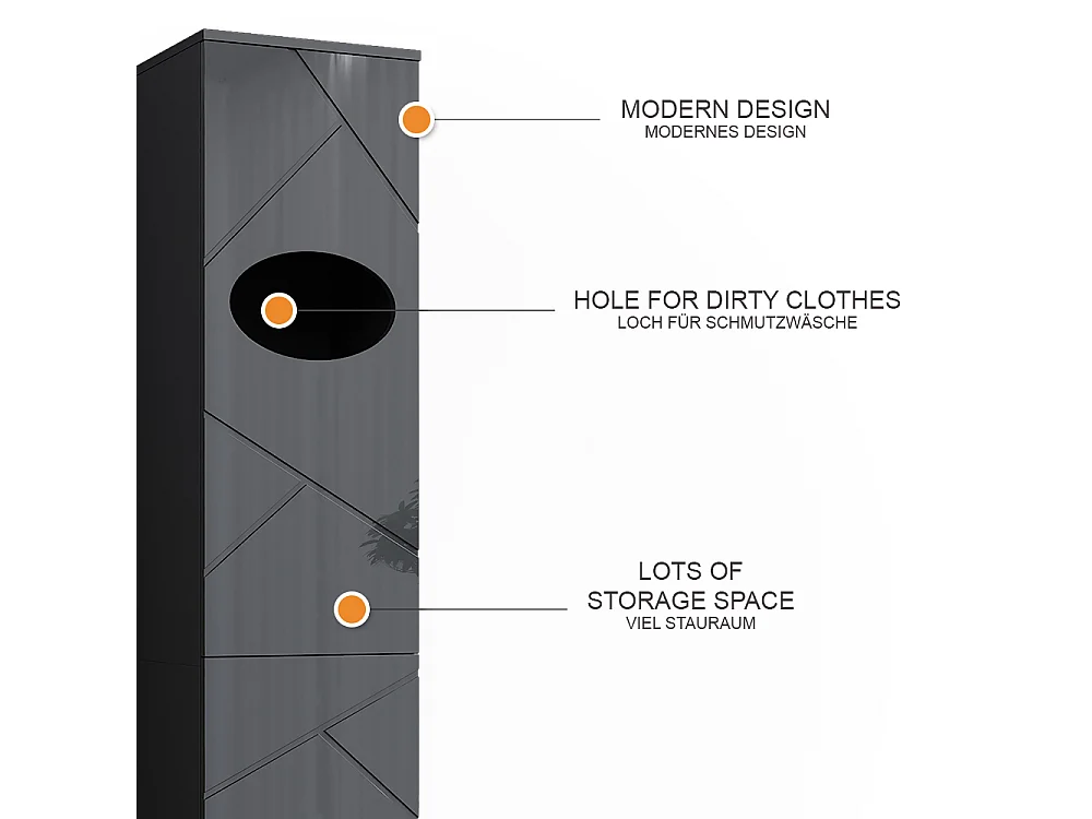 Armoire à linge anthracite 37.2x32x192 irma