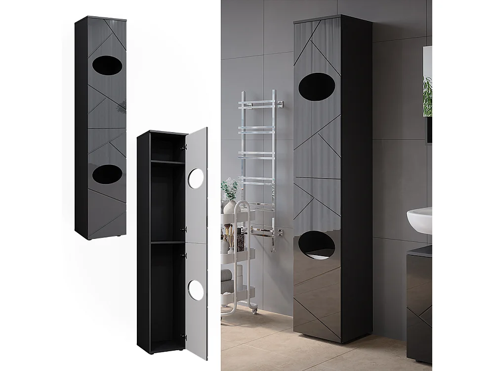 Armoire à linge anthracite 37.2x32x192 irma