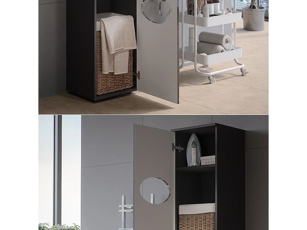Armoire à linge anthracite 37.2x32x192 irma
