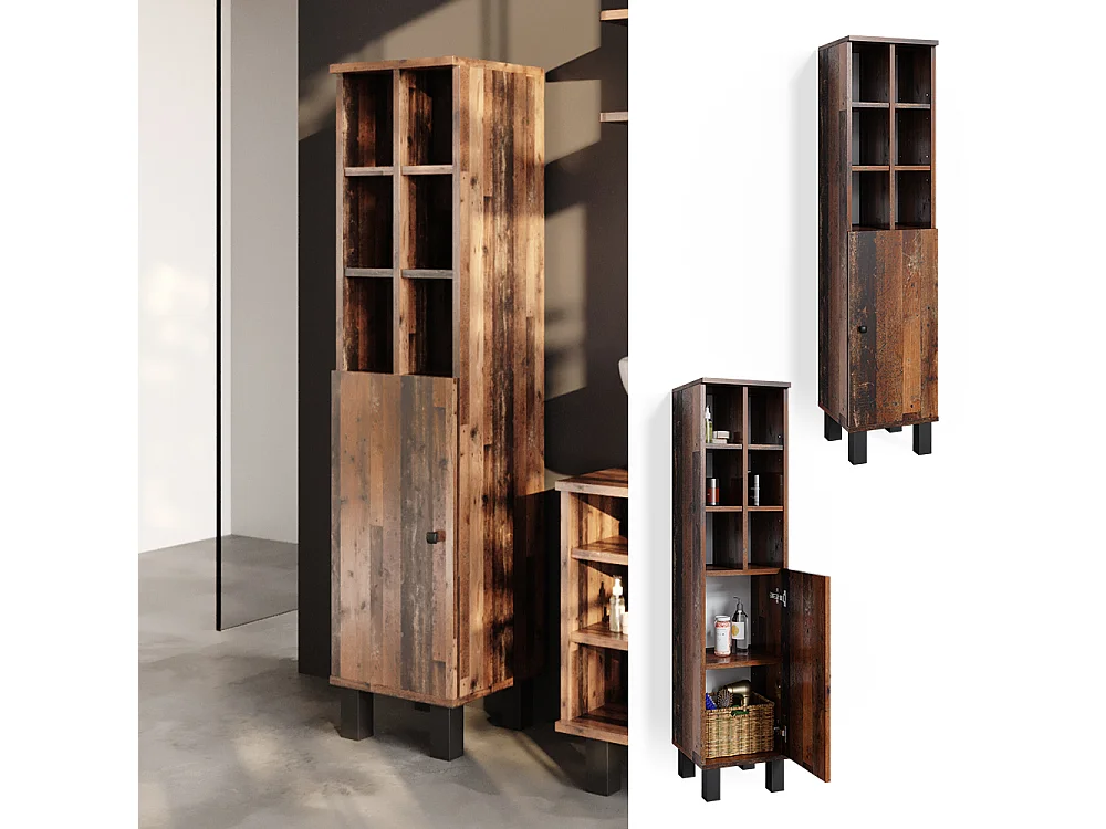 Midischrank eiche rustikal 30x30x130.6 fynn