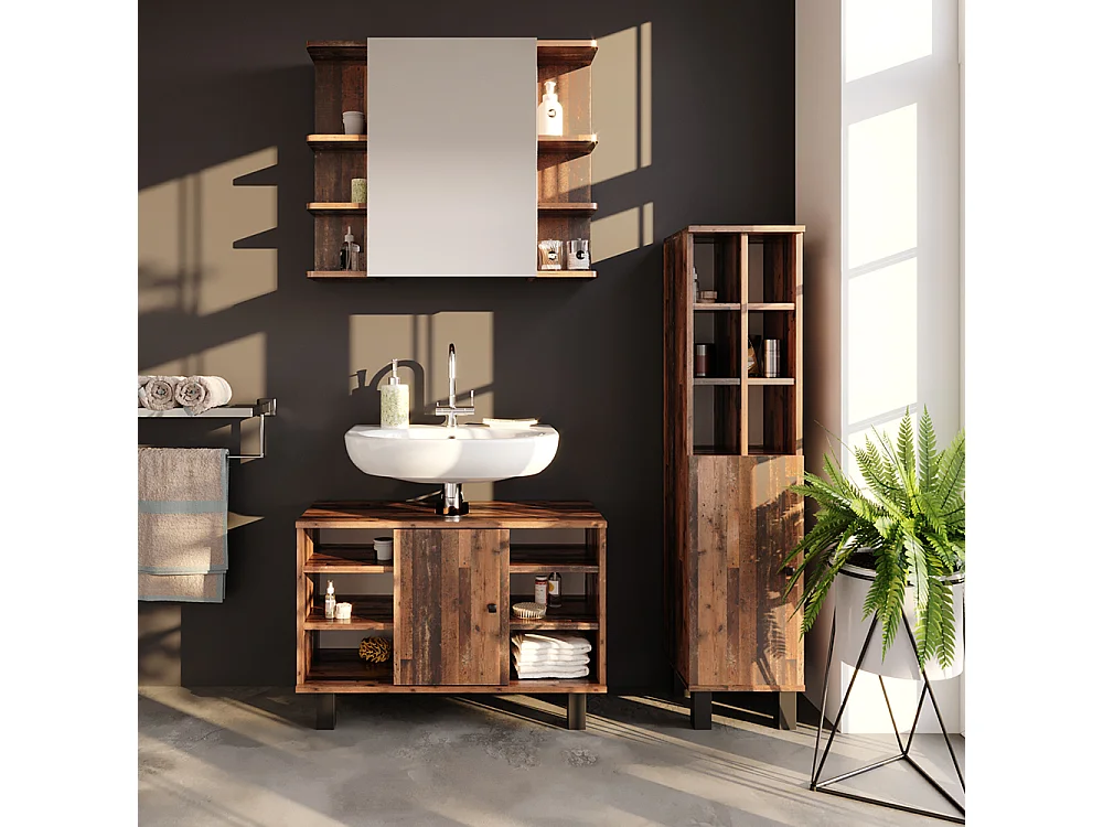 Meuble salle de bain chêne rustique 30x30x130.6 fynn