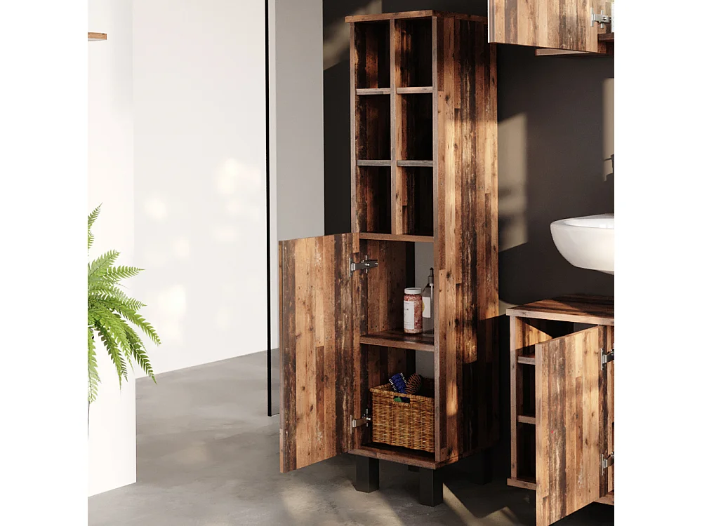 Meuble salle de bain chêne rustique 30x30x130.6 fynn