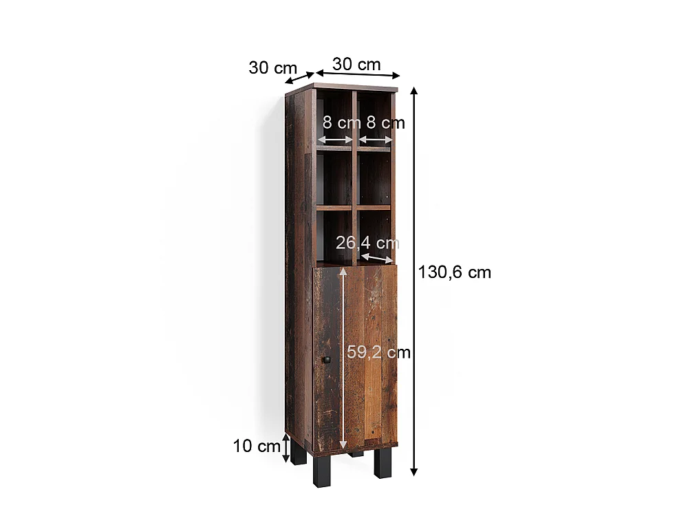 Mobiletto bagno rovere rustico 30x30x130.6 fynn