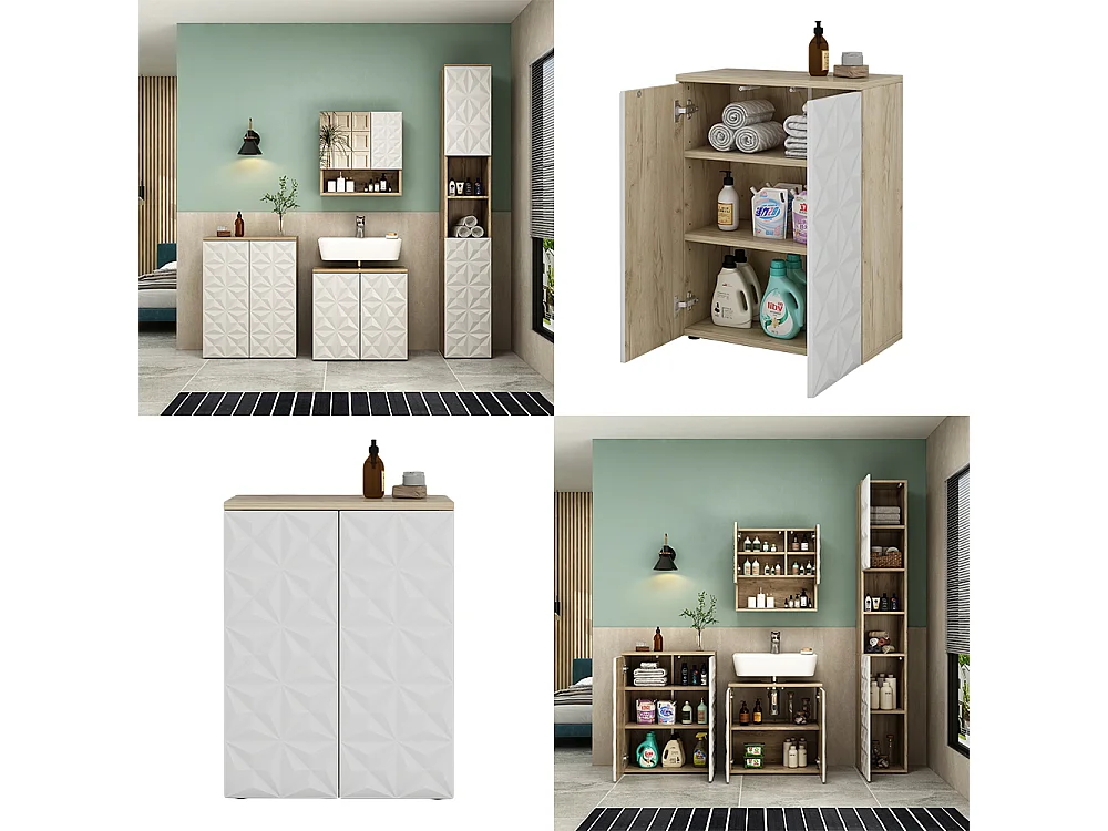 Meuble salle de bain blanc 60x30x79.5 edge