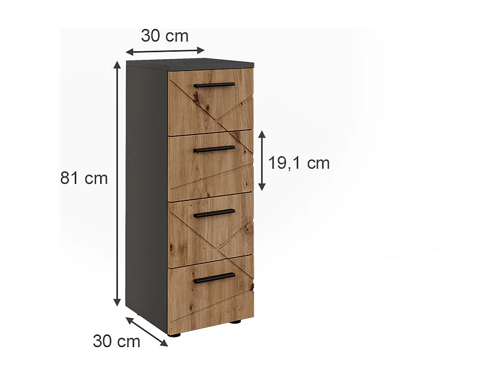 Midischrank anthrazit/artisan 30x30x81 irma