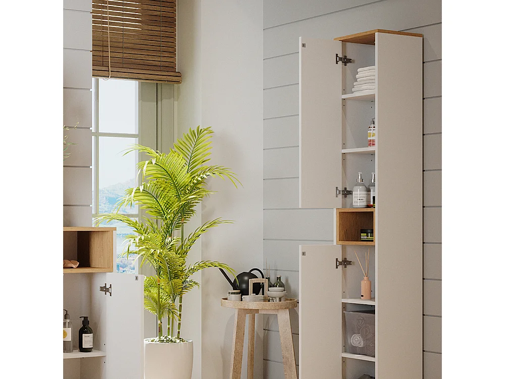 Badschrank weiß/artisan 30x30x192 didi