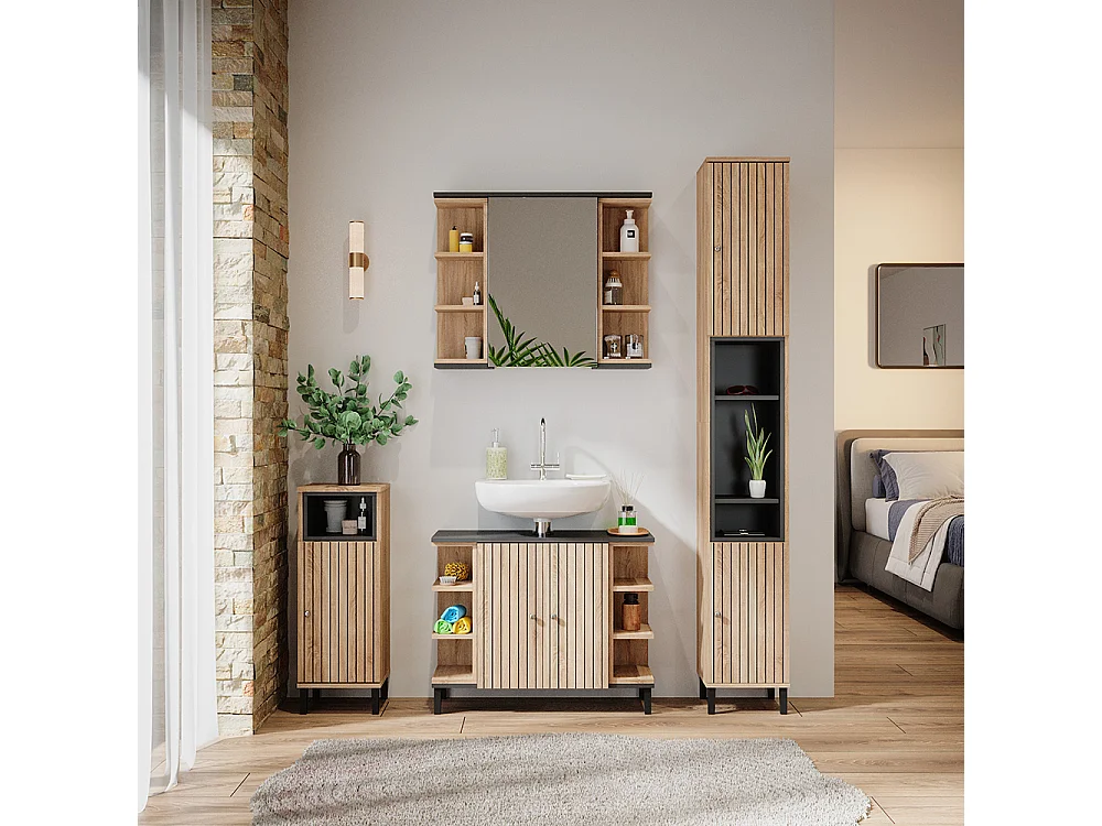 Meuble salle de bain sonoma 30x30x190 aquis