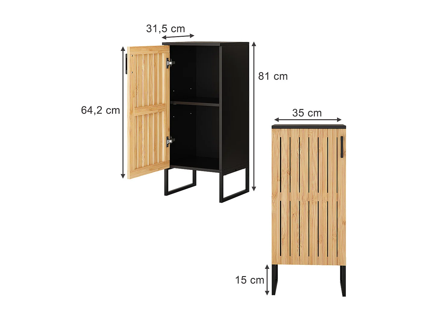 Armoire Midischrank bambou 35x31.5x81 vayra