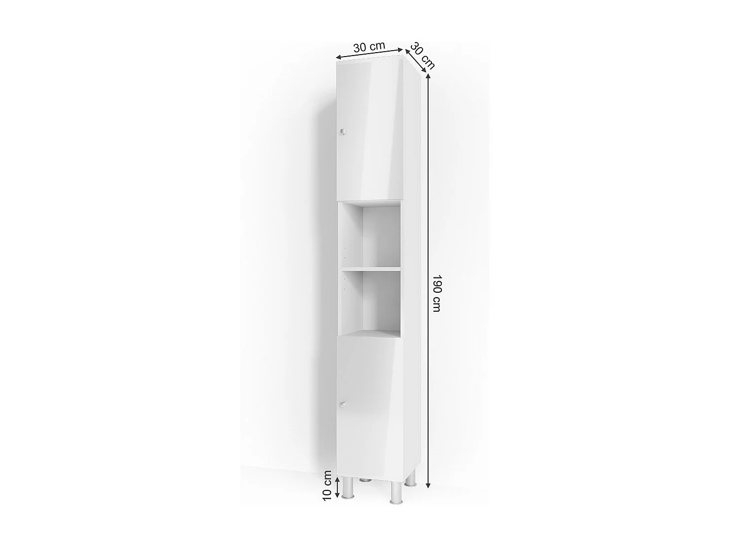 Badschrank weiß hochglanz 30x30x190 fynn