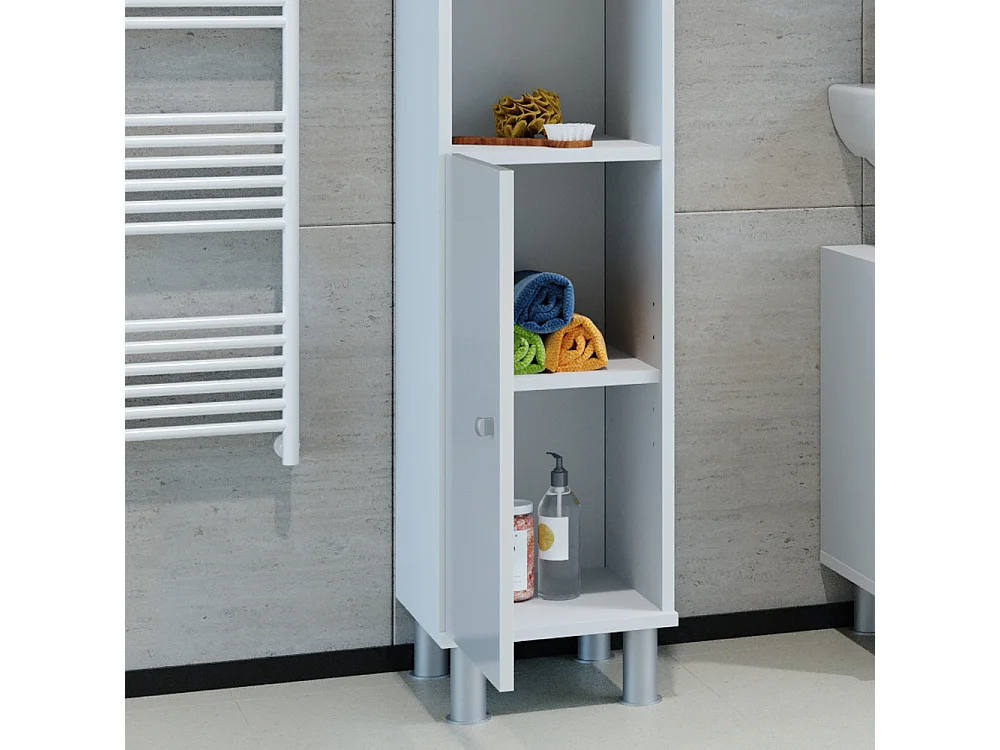 Meuble salle de bain blanc haute brillance 30x30x190 fynn