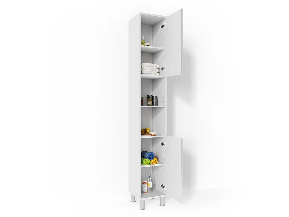 Meuble salle de bain blanc haute brillance 30x30x190 fynn