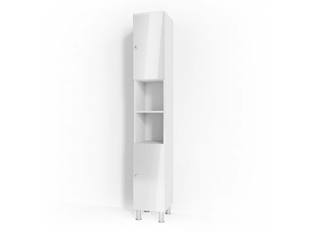 Meuble salle de bain blanc haute brillance 30x30x190 fynn