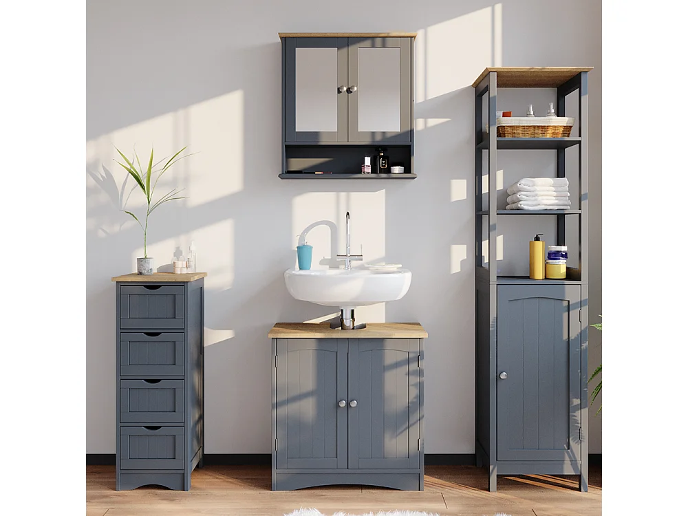 Meuble salle de bain gris 30x30x81 bianco