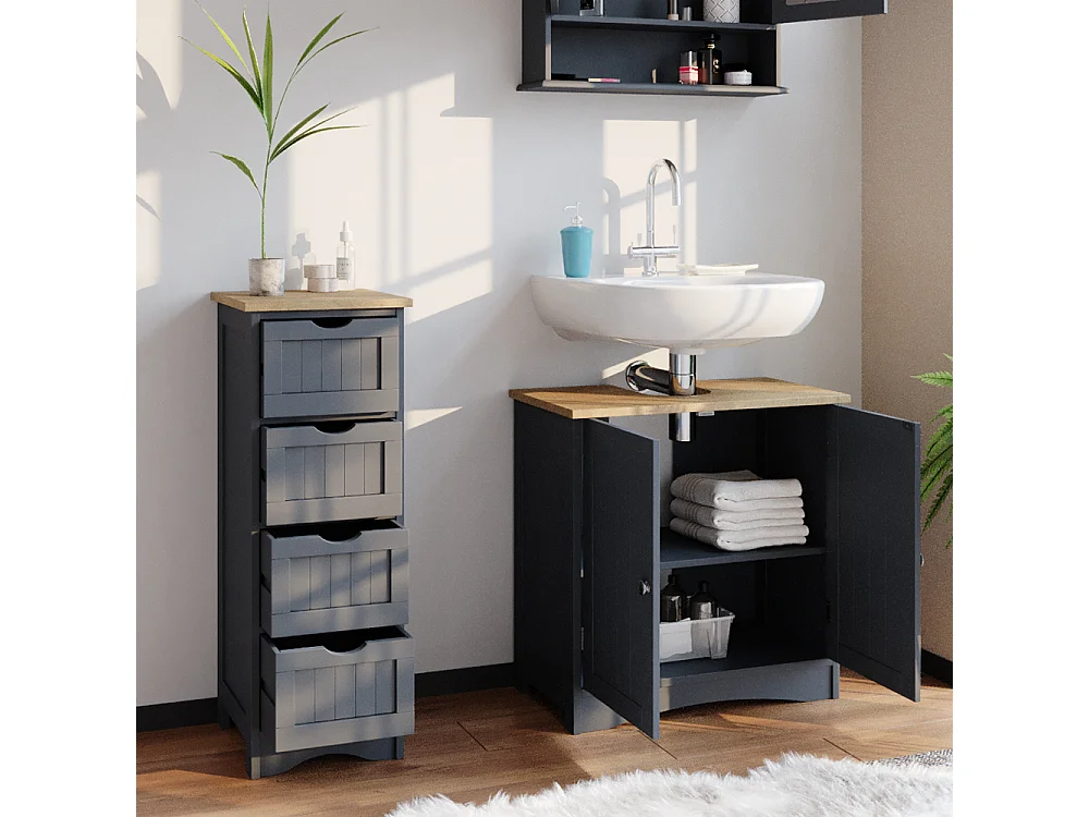 Meuble salle de bain gris 30x30x81 bianco