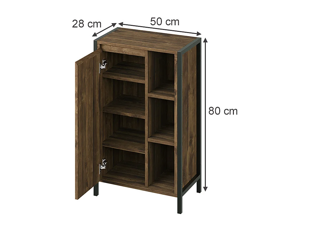 Armario mediano roble/negro 50x28x80 naola