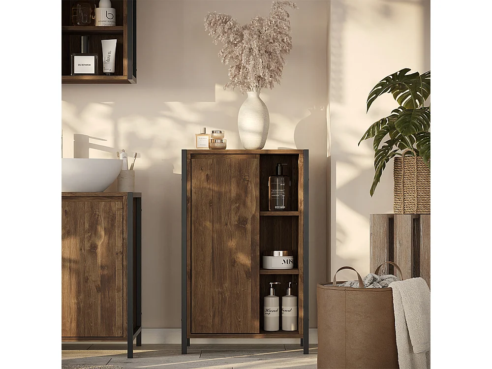 Meuble salle de bain chêne/noir 50x28x80 naola